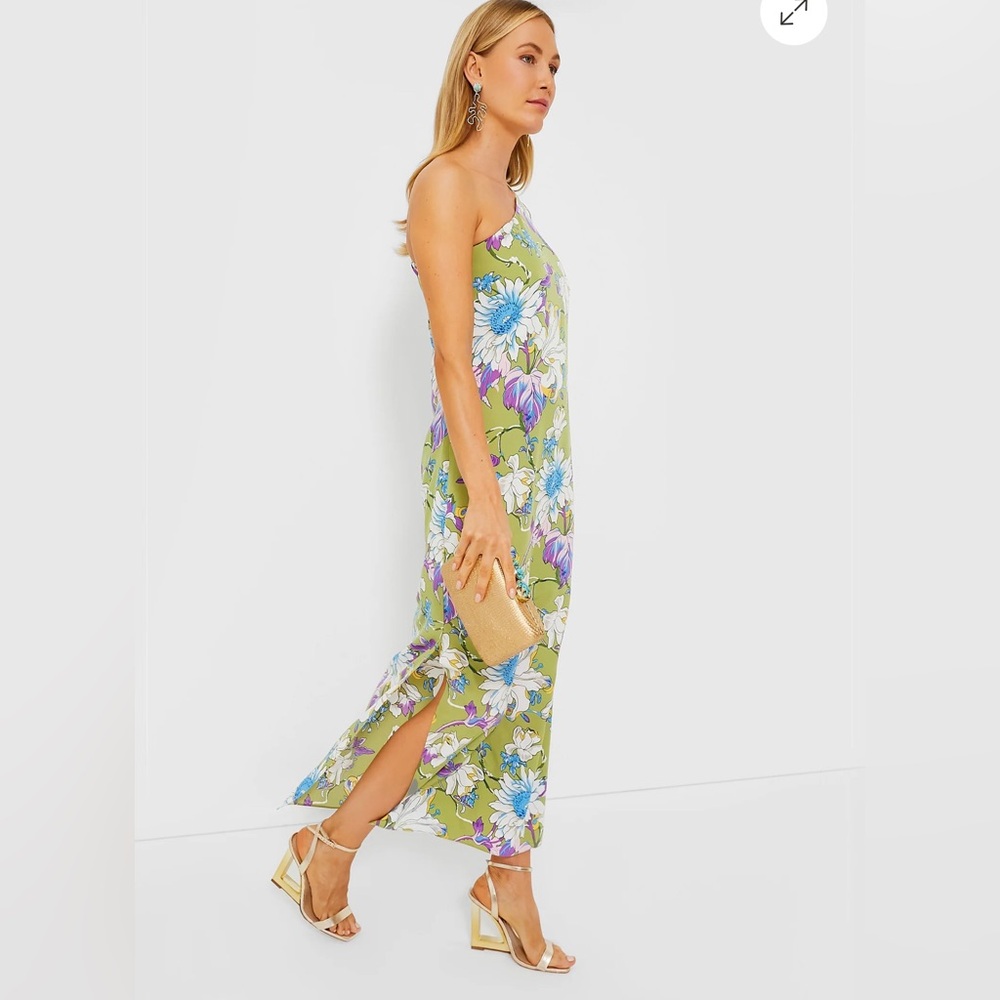 Hyacinth House XS Green Odelia One Shoulder Dress.